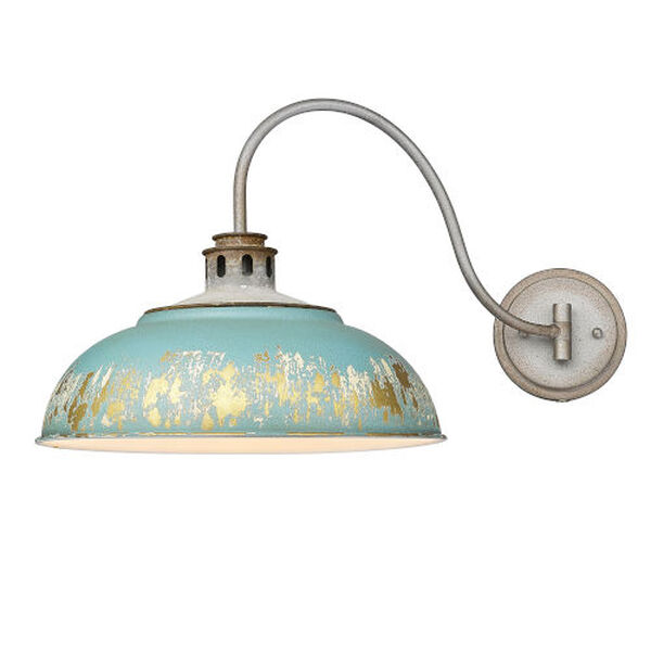 Kinsley Aged Galvanized Steel One-Light Articulating Wall Sconce with Antique Teal Shade, image 1